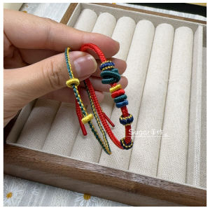 Retro Double Layer Braided Rope Bracelet Gold Eating Beast Pendant Lucky Bead Semi Finished Product Court Style Fashion Jewelry