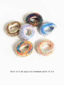 Oil Color Easiest for Match Basic Towel Ring Girly Temperamental Plush Hair Band Does Not Hurt Hair Tie Ponytail Rubber Headband Head Rope Hair Accessories