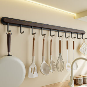 Kitchen Utensil Hooks Wall Mounted Storage Rack Knife Spoon Fork Holder Wood Material No Drilling Required Utensil Organizer