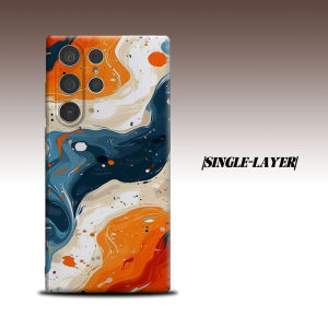 orange blue fluid marble For Samsung Galaxy S26 S25 S24 A56 A36 Dual Layer Luxury Fashion Full Lens Protective Case