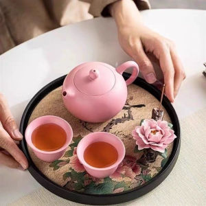 Pink Clay Purple Sand Tea Pot Xi Shi Tea Pot Personal Use for Ladies with Two Cups Gongfu Tea Set Drinking Cup Traditional Chinese Style