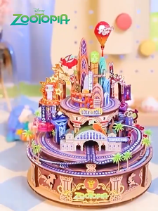Zootopia Music Building Blocks Wooden Assembly Creative Handmade Toys 3D Puzzle diy Birthday Gift