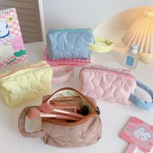Large Capacity Soft Flower Stitching Storage Bag Cute Pastoral Fresh Style Cosmetic Bag Simple Convenient Carry-on Bag in Bag