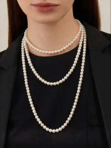 YISHU | Long Pearl Necklace Hepburn Style Fashion