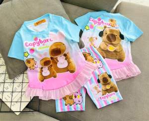(10-42kg)  Bộ babydoll quần lửng bé gái thun lạnh 3D loại 1 mềm mịn co giãn dễ mặc bao xinh (379)