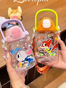 Zootopia Childrens Water Cup Girls High-Value Large-Capacity Double Drinking Plastic Cup Students School Special Water Cup