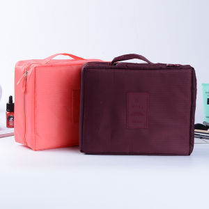 Tas Kosmetik Travel Organizer Set Kecantikan Wanita Import Polos Multifungsi Taslan COD PK-01-TK