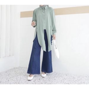 Nara tunik crinkle | kemeja atasan wanita | Tunik Crinkle Oversize