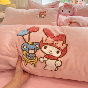 Thickened Milk Velvet Cartoon Coral Flannel Bedding Set Three-Piece Bedding Set Curtain Single Bedding Set Comforter Cover