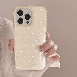 Potdemiel | Ốp Điện Thoại Chống Sốc Hình Trái Tim Vàng Toàn Màn Hình Hàn Quốc Dành Cho iPhone 17/16/15/14/13/12/11 Pro Max Vỏ Cứng Phụ Kiện Bảo Vệ