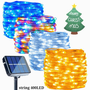 Christmas Solar Fairy Lights Outdoor String Led Light Total 400LED 8 Mode Waterproof String Lights for Garden Party Yard Holiday