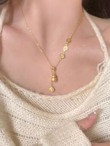 999 Pure Silver Gourd Necklace for Women Luxury Minimalist Fortune Pendant Clavicle Chain Gift for Girlfriend Lucky Year