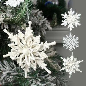 1/2/3Pcs Christmas Decorations 3D Snowflake Glitter White Pendant Xmas New Year Party Christmas Tree Hanging Ornaments