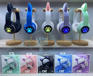HEADSET BLUETOOTH STN-28 MODEL KUCING LED SUPPORT MICROPHONE FOR HOST/TIKTOKERS/GAMER