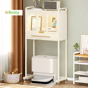 Lifinity Kitchen Racks Organizer With Pulley Living Room Sweeping Robot Storage Shelves Cabinet with Door Dust Prevention