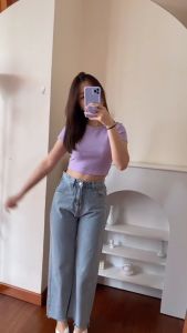 SH - COD Basic Crop Knit Rib / Atasan Top Polos Basic Terbaru