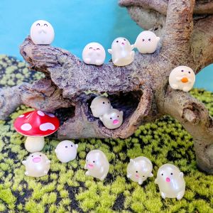 6 PC ตลกน่ารักรอบสีขาว Elf เรซิ่นหัตถกรรมรูปเล็กๆสําหรับบอนไซ Microlandscape Fairy Garden Decor