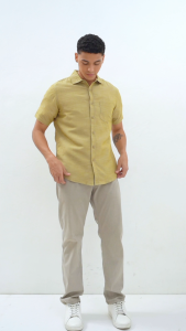 AMK Kemeja Polos Pria Lengan Pendek SHS Gerald Ss Beige