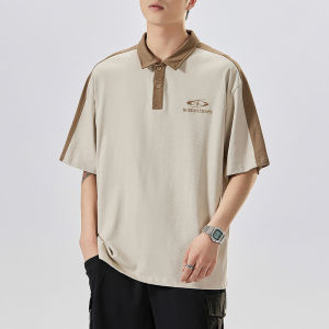 Cool Sensation Short Sleeve Polo Shirt Men Summer Thin Casual Loose Fit Student Loose Body T-Shirt American Trend Splicing Half Sleeve