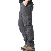 Large Pocket Loose Overalls Mens Outdoor Sports Jogging Tactical Pants Elastic Waist Pure Cotton Casual Work Pants