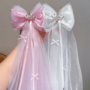 Bow Crown Tulle Hair Clip