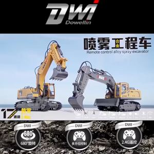 6 ช่อง รุ่นโลหะผสม รถบังคับ รถขุดบังคับ USB ชาร์จได้ แบตเตอรี่ความจุกัน การสาธิตอัตโนมัติ เอฟเฟกต์เสียงจำลอง รถของเล่นเด็ก รถแม็คโ