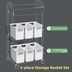 Mobile Kitchen Bathroom Small Cart Multi-layer Storage Rack Drawer Floor-standing Toy Storage Shelf Nordic Style Iron Material