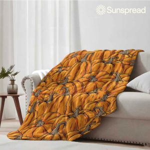 Beast Kingdom | Autumn Pumpkin Patch Soft Warm Flannel Blanket Lightweight Cozy Christmas Halloween Home Decor Room