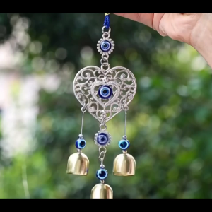 Evil Eye Wind Chime Bohemian Style Blue Eye Bell Charm With Butterfly And Heart Lucky Protection Ornament For Home Garden Car Gift For Friends And Family