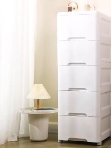 Locker Drawer Cabinet 18/25cm Wide Gap Storage Cabinet Slim Drawer White Cabinet With Wheels Space Savers Cracked Storage Box Wardrobes 5/6/7Layer Kitchen Storage Gap Plastic Drawer Cabinet Bathroom Cabinet
