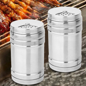 ขวดเครื่องปรุงที่มีฝาหมุนสแตนเลสอเนกประสงค์โถเครื่องเทศปิกนิกบาร์บีคิวใช้ในครัวบ้านกล่องเก็บสินค้าเกลือ