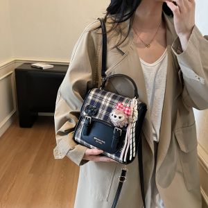 Trendy Plaid Backpack for Girls Casual Style Student Bag Sweet British Style Autumn 2025 New Design Dual-Shoulder Bag