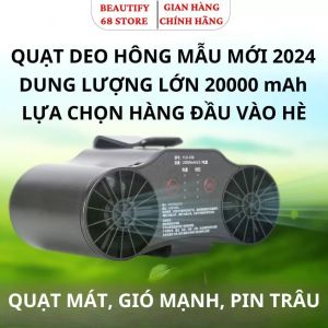 Quạt Điều Hoà Tích Điện Đeo Thắt Lưng.Cổ2000mAh. Làm Mát Lạnh Ngoài Trời.Công Trình.Làm Nông.Trẻ nhỏDùng Khi Mất Điện