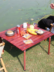 Portable Folding Table Yang Wood Outdoor Casual Table Beach Wilderness Convenient Roll Table Picnic Barbecue Camping Equipment