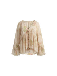 THROUS | Áo Blouse Hoa Thoáng Khí Nhẹ Retro