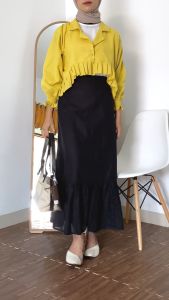 Ghanimi - Adley Blazer / Jas Wanita Polos Baju Fit Kancing Karet Kerah Basic Tangan Panjang