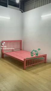 GIƯỜNG SẮT HỘP VUÔNG 4X8 MÀU HỒNG CAO CẤP GIAO NHANH HCM