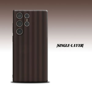 Mocha Stripe For Samsung Galaxy S26 S25 S24 A56 A36 Dual Layer Luxury Fashion Full Lens Protective Case