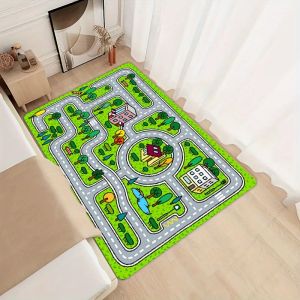 VIKAMA Urban Road Rug: Non-Slip Insulated Rug for Bedroom Entrances Bed Sides Living Room Sofas Coffee Tables and Home Decor