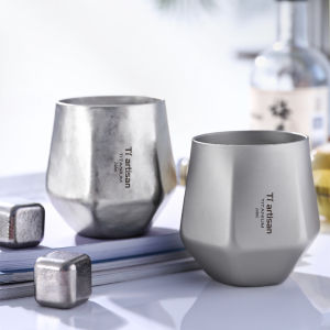 Tiartisan 240ml ไทเทเนียมเพชร Teacup แก้วเบียร์หกเหลี่ยมกลางแจ้ง Camping Ultralight แบบพกพา Double Layer Anti-Scald Drinkware