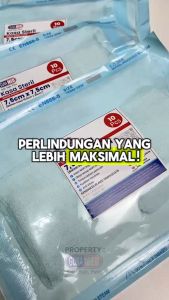 KASA STERIL UKURAN LIPATAN 75CM X 75CM ISI 10 PCS / POUCH / BAHAN SEBELUM DILIPAT 185CM X 20CM