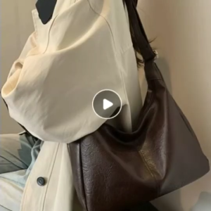 F&S SHOPAHOLIC SHOP#8313 Classic Pu-leather shoulder &crossbody bag with a vertical center seam and an adjustable strap