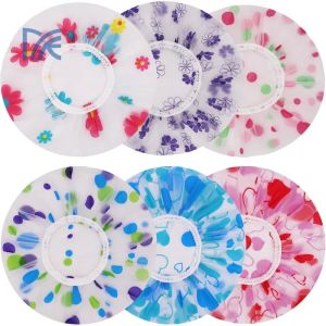 6 Pcs Waterproof Shower Cap For Bath Kitchen & Salon Reusable Plastic Hair Cover for Showering and Anti-Oil Smoke