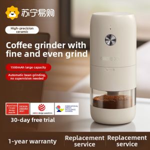 Electric Coffee Bean Grinder Home Use Coffee Milling Machine ABS Plastic Body Ceramic Blade Pure Color Trend One Year Warranty
