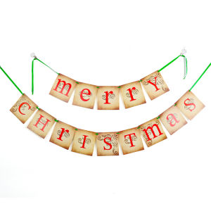 แบนเนอร์ตกแต่งคริสต์มาสขนาด13.5*15ซม. สำหรับตกแต่งฉากต้นไม้คริสต์มาสแบนเนอร์ตกแต่งวันหยุดแบบย้อนยุค