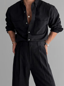 DAVID&ME | UV-Protect Lightweight Flax Shirt Adjustable Side Slim Fit Trousers Set
