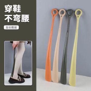 Household Plastic Shoe Horn Long Handle No Bending Waist Shoe Inserting Tool Maternity Shoe Picker up Footwear Accessory