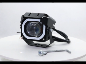 Motorcycle Mini Driving Light Hi/Lo Beam Multi-color Angel Eyes Fog Ligh