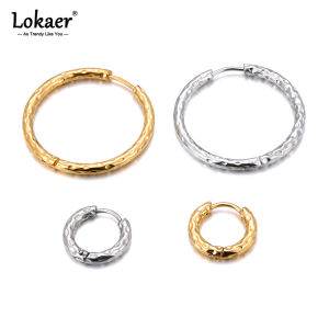 Lokaer Waterproof 316L Stainless Steel Geometric Huggie Hoop Earrings 18K Gold Plated Charm Fashion Jewelry For Women E24114