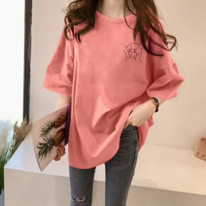 European Style Large Size Brushed White Short Sleeve T-Shirt Womens New 2024 Popular Brand Print Half Sleeve Top Trendy